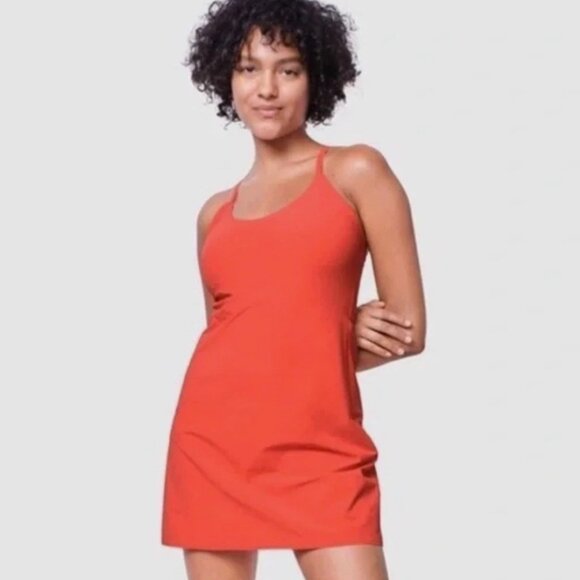Outdoor Voices The Exercise Dress Sleeveless Mini Lined Stretch Orange Large - Picture 2 of 8